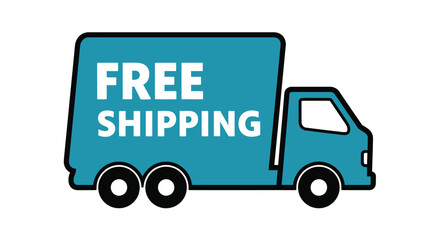 Get free shipping deals with this delivery truck promotional graphic