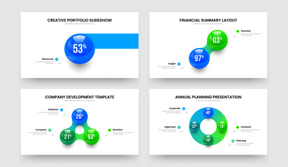 Minimalist Review 1 2 3 4 Element Chart Presentation Design Set. Digital Strategy One Two Three Four Option Infographic Frame Layout Vector Illustration Bundle.