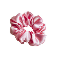 Stylish Pink Silk Scrunchie for Hair Accessories Isolated transparent on white background