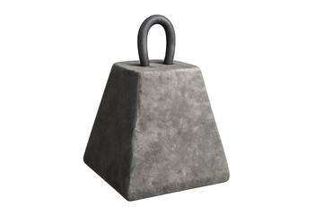 Concrete weight anchor with metal loop on transparent background