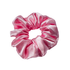 Stylish Pink Silk Scrunchie for Hair Accessories Isolated transparent on white background