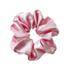 Stylish Pink Silk Scrunchie for Hair Accessories Isolated transparent on white background