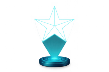 Star award hologram displaying futuristic technology concept