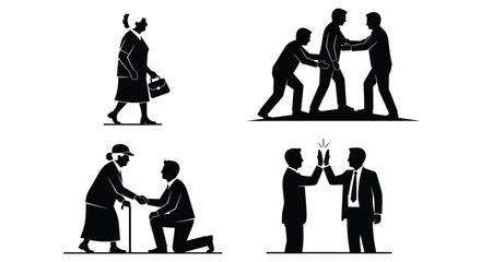 Supportive business interactions showing respect and collaboration