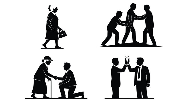 Supportive business interactions showing respect and collaboration