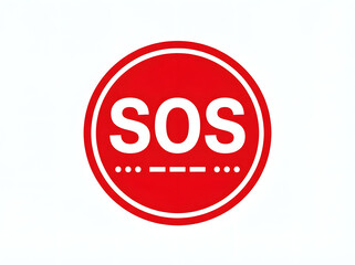 universal SOS distress symbol on clean background, bold red emergency icon, simple minimal