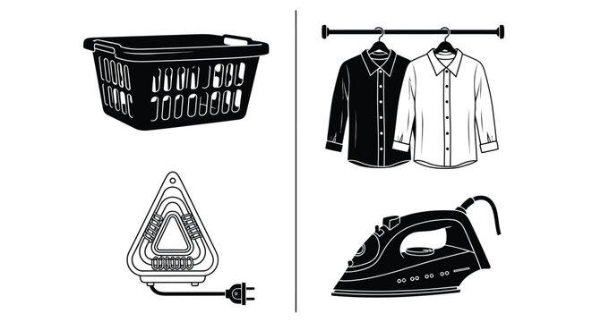 Organized laundry routine with iron and shirts ready to be placed away