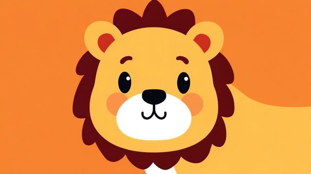 Cute lion cartoon character illustration simple flat vector design great for educational content celebrating New Year