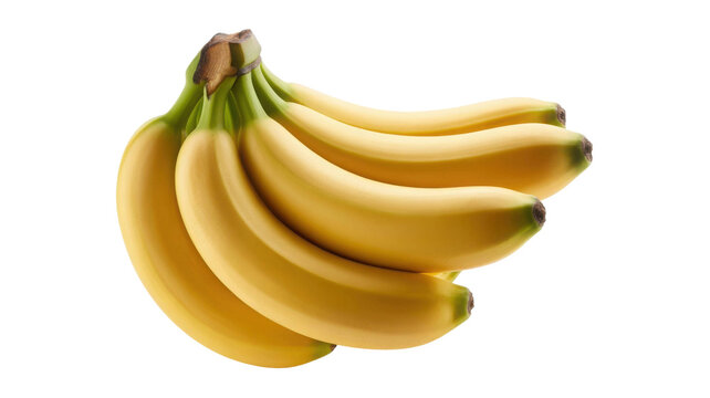 A ripe bunch of yellow bananas isolated on transparent background