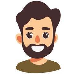 Fototapeta premium Friendly father character illustration with beard and smiling expression, suitable for family themes, educational worksheets, avatars, parenting materials, stories, and children-related designs.