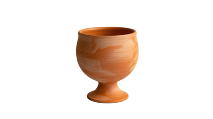 Traditional terracotta clay goblet or cup isolated on transparent background