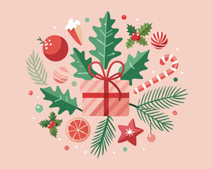 Christmas holiday elements composition