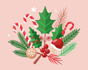 Christmas decoration festive flat design