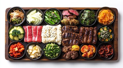 Enjoy a vibrant Korean BBQ feast with fresh meats and vibrant sides, perfect for a modern social gathering or a delicious, shareable meal experience