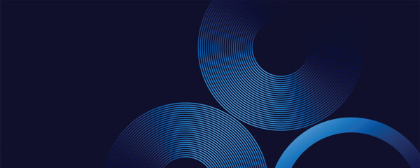 Abstract futuristic dark vector background with glowing blue circular arcs and concentric line patterns, perfect for tech, digital, or modern design themes. vector