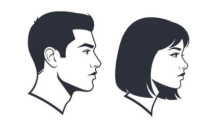 Profile Views of a Man and Woman Vector Silhouette Illustration