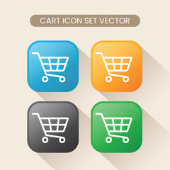 Colorful Shopping Cart Icon Set Minimalist Vector Buttons
