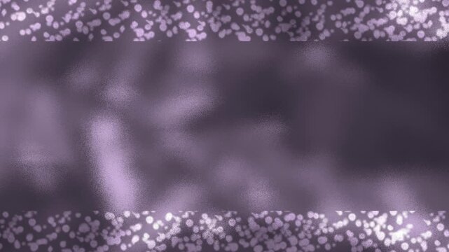 Powder light speckle border frame, static blurred grayish purple textured background, horizontal moving glitter dust stop motion animation