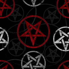 Seamless pattern with inverted pentagram