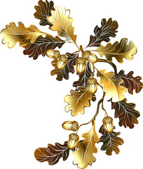 Bent golden oak branch