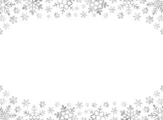 Obraz premium 雪の結晶の水彩フレームイラスト シルバー