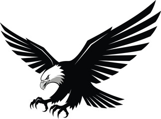 Obraz premium Eagle vector illustration bald eagle flying bird of prey black white eps silhouette
