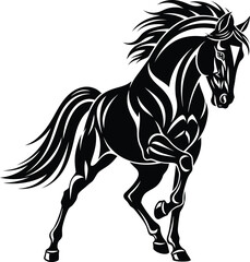 Obraz premium Black horse vector illustration running stallion animal design art eps silhouette