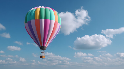 Obraz premium Adventurous hot air balloon ride over scenic skies nature experience vibrant atmosphere