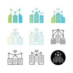 Dual-Style Smart City & Urban Network Connectivity Icon Set