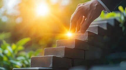 Achieve your goals with determination and guidance, step by step to success in a bright future, pushing forward with confidence and optimism