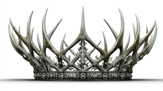 Xmas card element: reindeer antler headband front isolated, white copy space for greetings, ideal for print card, e-invite, social cover