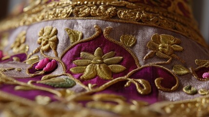 Intricate Hand-Embroidered Textiles Featuring Floral Designs in Vibrant Colors and Detailed Patterns of Craftsmanship