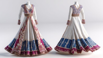 Elegant Traditional Dress with Intricate Patterns and Flowing Design for Cultural Celebrations and Festive Occasions