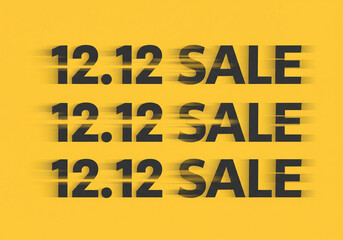Dynamic 12.12 online shopping sale promotion banner with speed blur effect on a vibrant yellow background, highlighting special day discounts and massive savings opportunities
