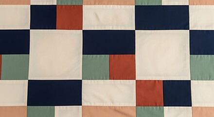 Fototapeta premium Abstract patchwork quilt pattern background in neutral and muted colors for textile design ideas