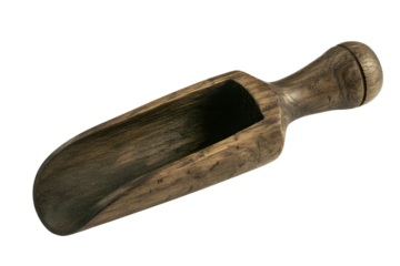 Antique wooden scoop isolated on transparent background