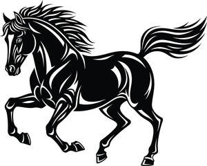 Obraz premium Black horse vector illustration running stallion equine animal design eps silhouette