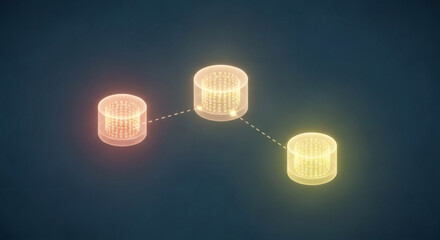 Abstract representation of interconnected data nodes forming a distributed network structure, symbolizing digital communication, information exchange, and technological collaboration.