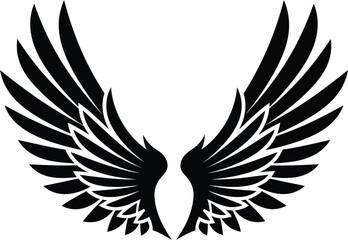Obraz premium Black wings vector illustration angel wings tattoo design concept art eps silhouette