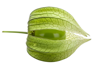 Fresh green tomatillo fruit inside its husk