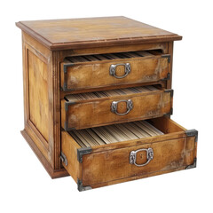 Vintage Wooden Index Card File Cabinet with Three Drawers Organization Office Storage Antique Brown