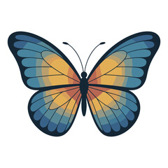 Isolated beautiful black and blue butterfly on white background