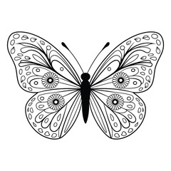 Black and white butterfly vector illustration for design, nature, art, tattoo, or pattern decoration