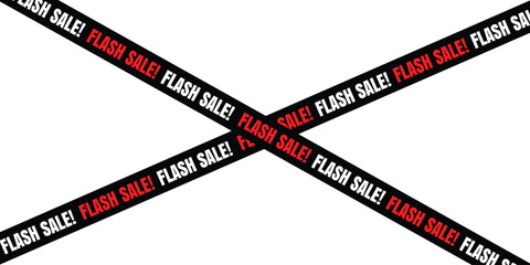 Flash sale ribbons crossing black and red promotional banner vector illustration on white background