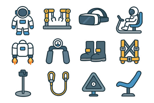 Construction tools icon set in simple vector style