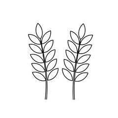 Obraz premium Simple black and white outline drawing of two wheat or laurel branches, vector illustration