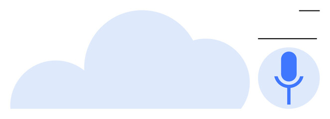 Cloud graphic paired with microphone icon showcasing voice input for cloud-based communication. Ideal for technology, innovation, cloud computing, voice recognition, AI, data transfer, digital tools