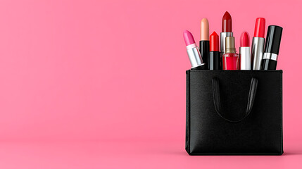 Vibrant lipstick display beauty market product showcase pink background close-up shot makeup trends