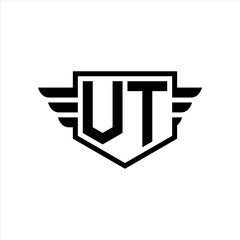 VT Logo vector image of initial shield with wing outline and simple shield