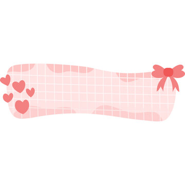 Pink Sticker Tape with Grid, Hearts, and Bow